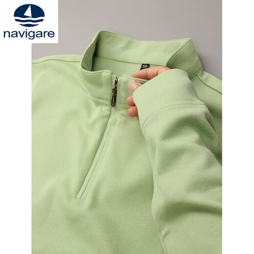 Navigare men's half-zip sweatshirt spring and autumn casual solid color half turtleneck long-sleeved T-shirt men's autumn and winter cotton T inner layering shirt beige M Recommended weight (90-115Jin Jin equals 0.5 kg)
