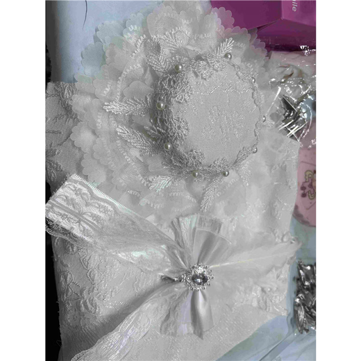 Beast Spring, Little Meow Handmade, Handmade Bird Feather Top Hat, Thousand Piles of Snow, Lolita Top Hat, Gorgeous Headdress, Pre-sale Model, White Short Gauze (To Shoulder)