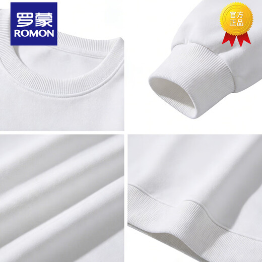 Romon American Heavyweight Round Neck Sweater Men's 2026 Spring Loose Casual Versatile Printed Top Men's Long Sleeve Jacket Black S 95-120