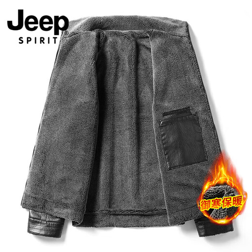 JEEP SPIRIT Jeep high-end leather jacket for men autumn and winter 2026 new outdoor travel versatile personality handsome outfit jacket brown XL