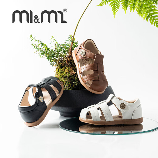 M1&M2 Spanish children's shoes, children's retro sandals, spring and summer new boys and girls Velcro soft-soled beach shoes, white, size 27, suitable for feet 16~16.5cm long