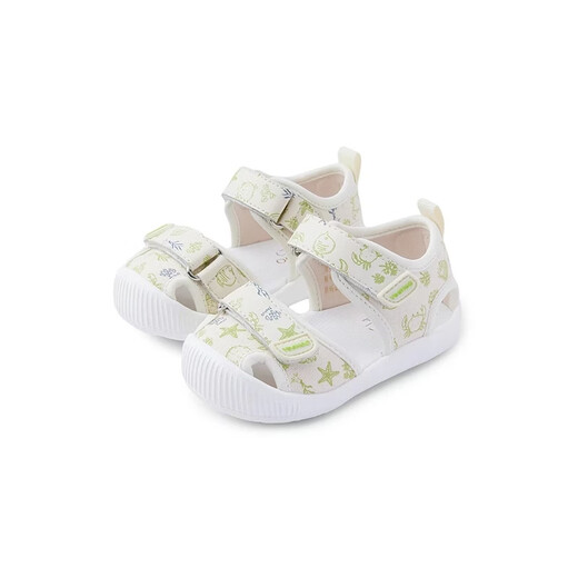 YEEHOO shopping mall same style Yingshi children's shoes for boys and girls summer breathable sandals soft bottom Velcro spring and summer new style white and green print 20