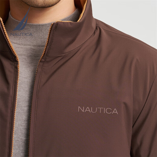 诺帝卡（NAUTICA）【大促爆款】男装秋冬新款防轻溅水双面穿立领厚外套棉服男JO4309 橡皮棕20M 2XL