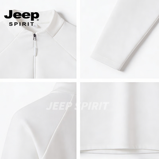 JEEP SPIRIT Primavera 2026 Verano Nuevo Cuello Alto Media Cremallera Sudadera Deportiva Suelta Jersey para Hombre Camisa de Manga Larga Negro S