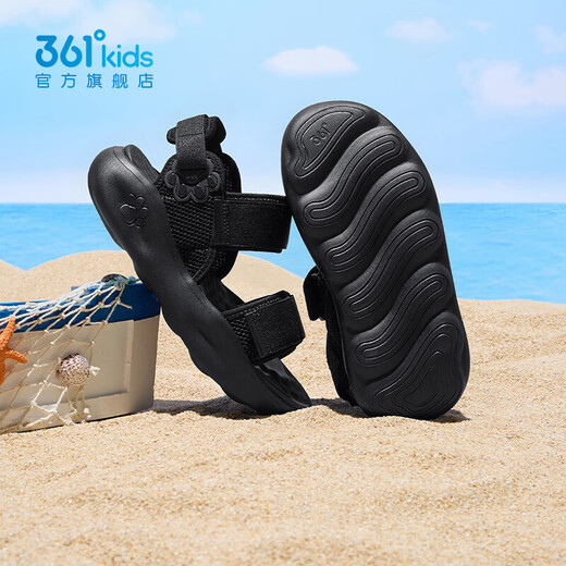 361 Children's Shoes Girls Sandals Open Toe Summer New Girls Sports Sandals Children's River Tracing Shoes Student Breathable Sandals Carbon Black 33