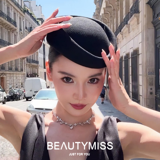 French Hepburn style black top hat fashionable beret stewardess uniform hat photo prop gift hat new black hat