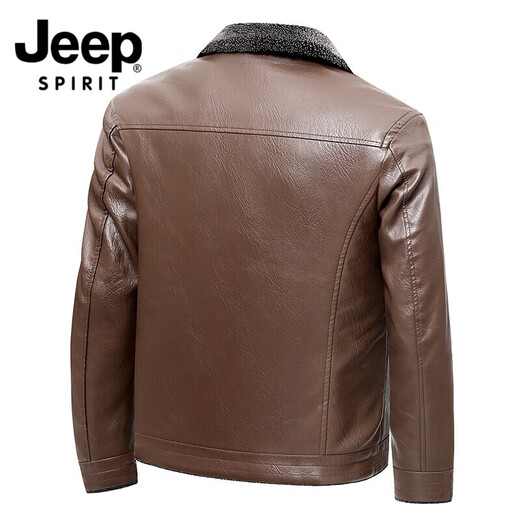 JEEP SPIRIT Jeep high-end leather jacket for men autumn and winter 2026 new outdoor travel versatile personality handsome outfit jacket brown XL