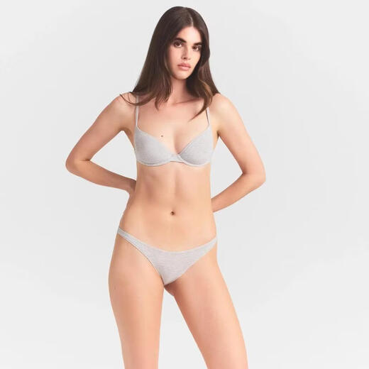 SKIMS women's bra push-up seamless cotton thin daily sleep bra simple light heather gray one size |40