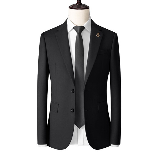 Vocacool Men's Suit Suit Business Formal Wear Professional Wear Interview Slim Suit Wedding Groomsmen's Dress Groom's Suit Large Size Black (Suit + Pants + Tie) XXL/136-154Jin Jin is equal to 0.5 kg