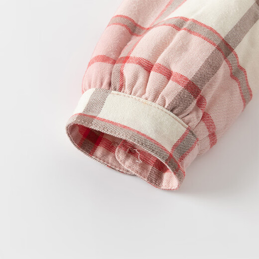 DAVE&BELLA children's clothing sweet baby girl plaid shirt children's shirt plus velvet children's shirt girls long-sleeved top autumn and winter new style pink plaid in stock 110 cm (recommended height 100-110cm)