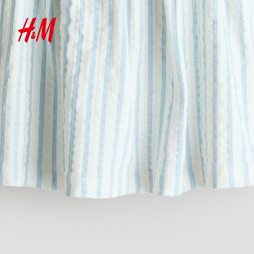 H&M Children's Clothing Baby Girls Skirt 2026 Spring New Bow Decorated Cotton Dress Princess Skirt 1335848 White/Light Blue Stripes 110 110/56 (3-4Y)