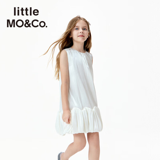 Little MO&Co.little moco children's clothing 26 summer new style girls satin dress skirt princess dress fashionable party off-white 110 110/56