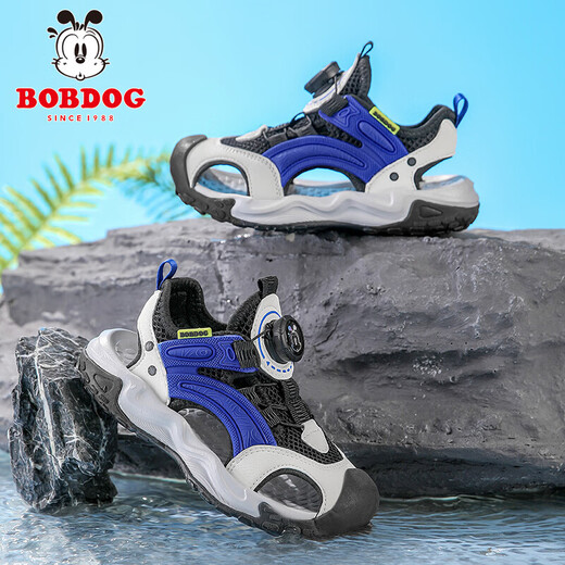 Babudou children's toe-toe sandals, boys' shoes, summer 6 new fashionable non-slip lightweight beach shoes for middle and large children 9 royal blue size 32/shoe inner length 20.5cm