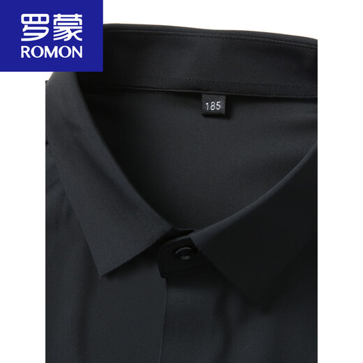 ROMON extra large size ice silk short-sleeved shirt men's summer fat men plus size European version no-iron professional white shirt thin new product black short sleeves regular L