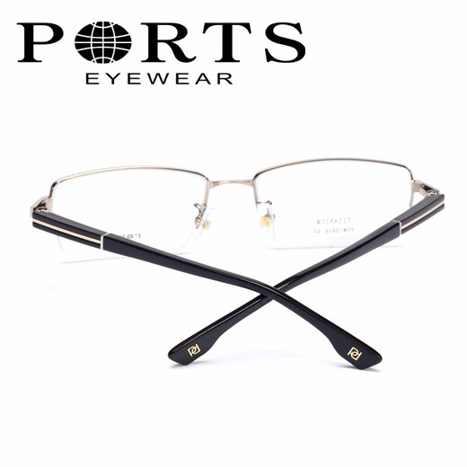
PORTS titanium half frame light frame square frame glasses can be equipped with myopia small frame POM12806 SK deep gun grey frame