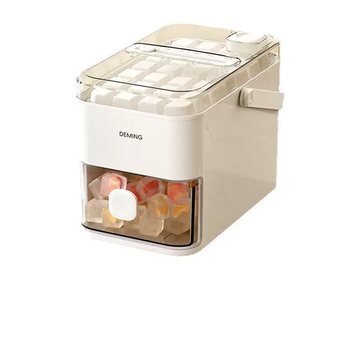 Пресс Yusenoy Пресс-форма для льда Бытовой полностью автоматический холодильник Большая емкость для хранения льда Пищевой ящик для льда с крышкой Специальный артефакт Выдвижной ящик с 56 дверцами Поднос для льда (бежевый)