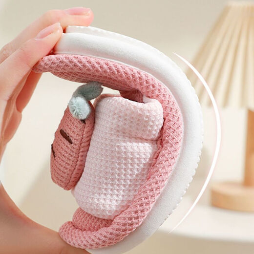 Cartoon rabbit children's linen slippers summer home for women and men home indoor spring silent cotton and linen slippers for children orange 36-37 suitable for 35-36 feet