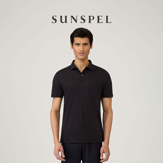 SUNSPEL Sea Island Cotton Series Men's Sea Island Cotton Jersey Short Sleeve Polo Shirt New Arrival Black M