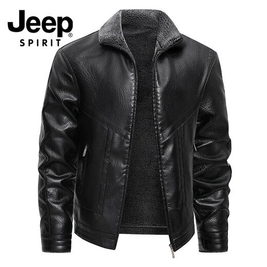 JEEP SPIRIT Jeep high-end leather jacket for men autumn and winter 2026 new outdoor travel versatile personality handsome outfit jacket brown XL