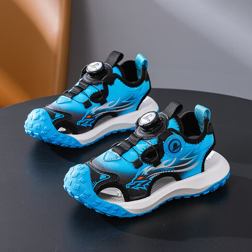 Boys' Baotou Sandals 2025 Summer New Children's Soft Soled Beach Shoes Comfortable and Versatile Student Sports Sandals LDZ8026/Sapphire Blue Size 28 (Inner Length 18.0cm)