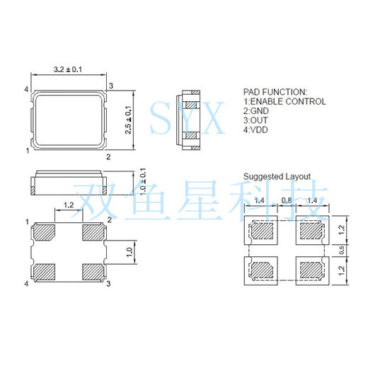 3225 Active crystal oscillator 1.6M 3.2M 6.4M 12.8M 25.6M 51.2M 102.4MH 102.4MHZ