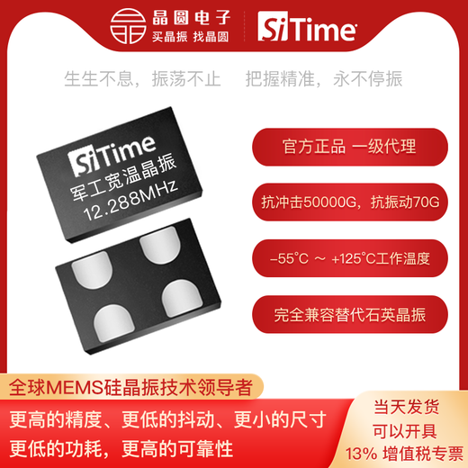 12.288MHz shock-resistant and vibration-resistant crystal oscillator SiT1618/8918/8920 wide temperature-55125 -40 - 125C 2016 100+ 2.5-3.3V
