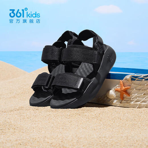 361 Children's Shoes Girls Sandals Open Toe Summer New Girls Sports Sandals Children's River Tracing Shoes Student Breathable Sandals Carbon Black 33