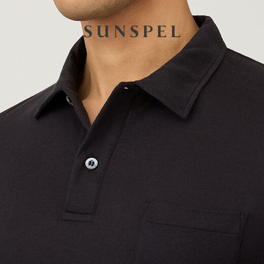 SUNSPEL Sea Island Cotton Series Men's Sea Island Cotton Jersey Short Sleeve Polo Shirt New Arrival Black M
