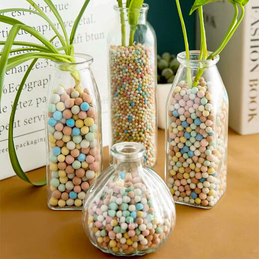 Colored ceramsite bottom ceramsite soil for flower cultivation, special filter flower pot, fish tank bottom sand, hydroponic small ceramsite pavement for gardening, diameter 3-6mm, fine paving white stone 5Jin Jin equals 0.5kg