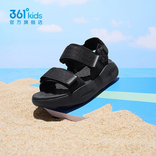 361 Children's Shoes Girls Sandals Open Toe Summer New Girls Sports Sandals Children's River Tracing Shoes Student Breathable Sandals Carbon Black 33