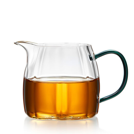 Green Changming glass fair cup with tea drain set male cup tea set tea ceremony accessories tea divider glass large capacity tea cup thickened green petal male cup 350ml