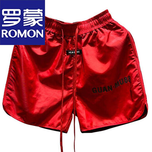 ROMON 300 Jin Jin is equal to 0.5 kg. Large size men's American sports shorts men's trendy summer marathon running loose quick-drying basketball pants red 3XL 160-190 Jin Jin is equal to 0.5 kg
