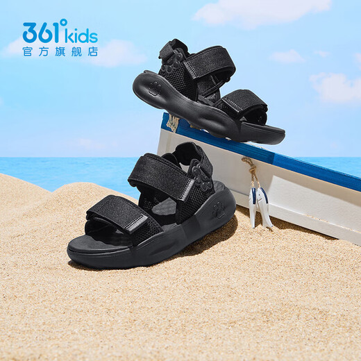 361 Children's Shoes Girls Sandals Open Toe Summer New Girls Sports Sandals Children's River Tracing Shoes Student Breathable Sandals Carbon Black 33