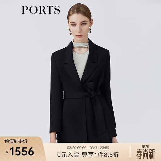 PORTS women's spring and summer new belted waist suit jacket LM8J031KWB029 black 2