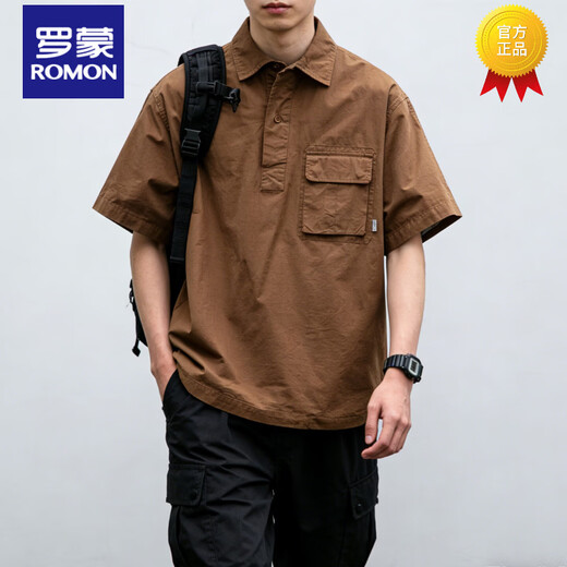 Lomon American retro work shirt for men and women, loose and versatile design, pullover summer outdoor casual shirt jacket, navy L