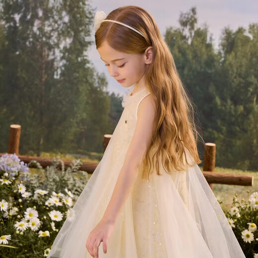 PawinPaw Oso de dibujos animados ropa para niños 26 novedad de verano vestido de malla para niñas Amarillo/30 130