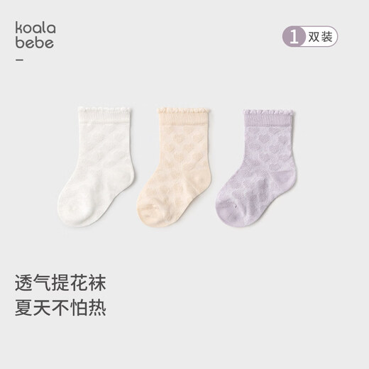 Koala Nose Koala Nose breathable mesh socks versatile sweet love jacquard thin summer comfortable socks for baby girls peach pink 6-12 months 10-12cm (recommended 6-12 months)