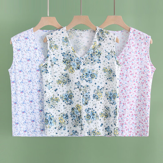 AB AB Summer Summer delgada algodón en V de algodón en V ropa de cárdigan chaleco de cárdigan de mediana edad y ancianos con pijamas y sudadera S724 Blue Rose XL (165/95)