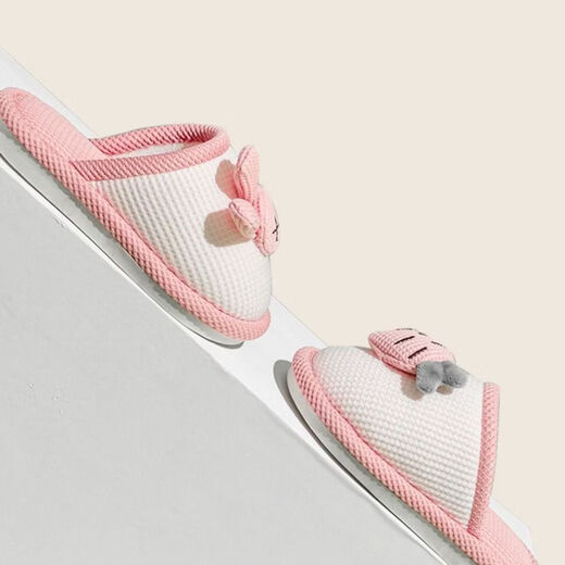 Cartoon rabbit children's linen slippers summer home for women and men home indoor spring silent cotton and linen slippers for children orange 36-37 suitable for 35-36 feet