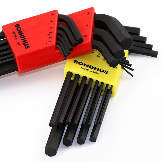 
BONDHUS United States imported extended flat head metric imperial hexagon wrench set hexagon key 6/7/9/13 package 12137 English flat head 13 package 0.05-3/8'