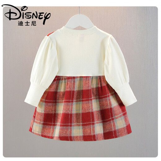 Disney (Disney) girls small fragrant style skirt autumn 2026 new baby children's autumn skirt baby fashionable princess skirt national color and fragrance red 66 cm