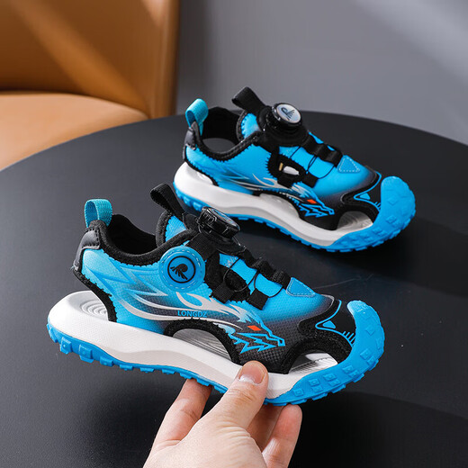 Boys' Baotou Sandals 2025 Summer New Children's Soft Soled Beach Shoes Comfortable and Versatile Student Sports Sandals LDZ8026/Sapphire Blue Size 28 (Inner Length 18.0cm)