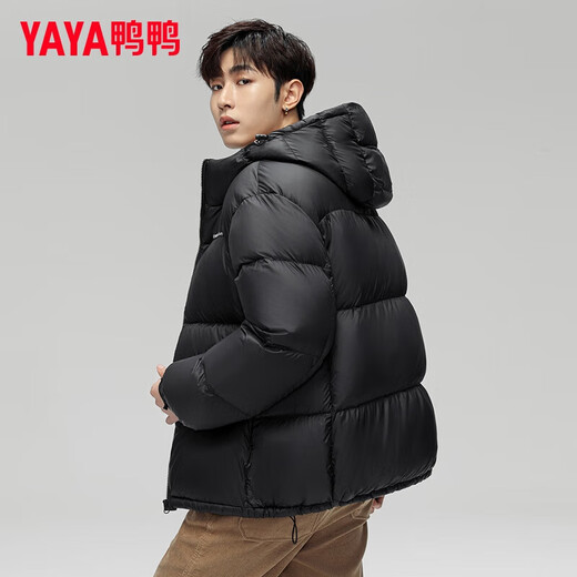 鸭鸭（YAYA）羽绒服男短款2024冬季新款加厚潮流面包服休闲百搭外套 黑色 XL (180)