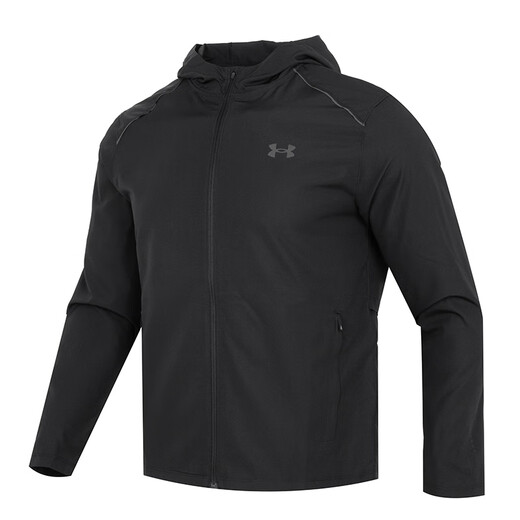 Under Armour official top men 2025 summer new sportswear fitness training suit comfortable breathable woven hooded jacket 1376795-001/lightweight dry/slim fit style M 170/92A