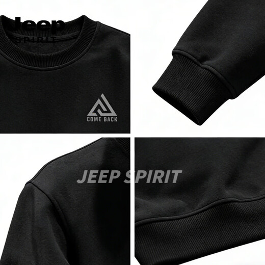 JEEP SPIRIT American retro heavyweight round neck sweatshirt for men 2026 spring loose casual couple tops bottoming shirt gray S