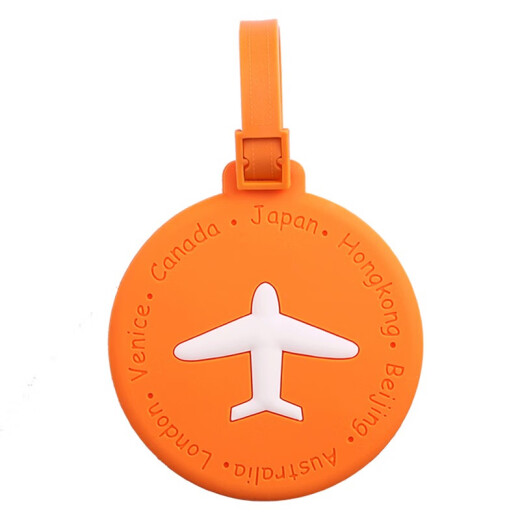 Benzheni suitcase silicone lanyard luggage tag travel luggage cartoon boarding identification tag with handwritten information paper card orange