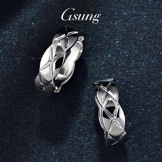 GsunG platinum men's ring PT950 men's and women's large rhombus pattern couple rings platinum glossy ring priced by gram contact before bidding