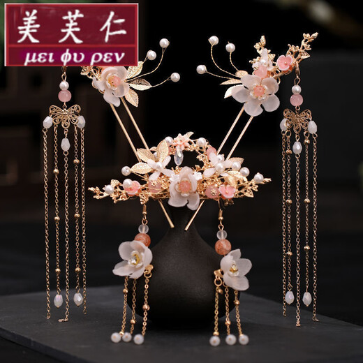 Meifuren Meaningful Gift Customized Hanfu Headdress Tassel Step Swinging Edge Clip Earrings Full Set Ancient Style Pair Clip Super Fairy Hair Clip In Stock X-T33 Hairpin