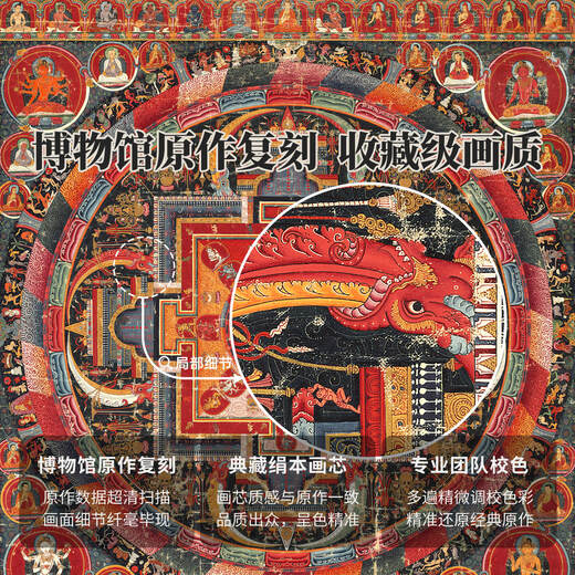 Artist's Gift Yuan Dynasty Thangka Selfless Buddha Mother Mandala Prints Living Room Decoration Paintings Buddhist Hall Paintings Study Hanging Paintings Ancient Style Murals Antique Silk Print - Size M 70*58cm