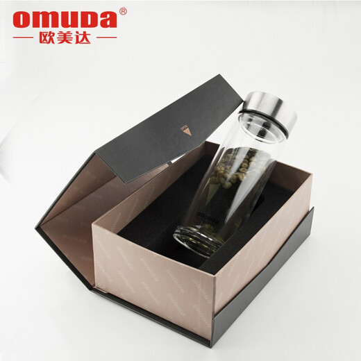Omuda (Omuda) Omuda Double-Layer Crystal Glass Cup мужская и женская универсальная чашка для водяной чашки с двойной теплоизольтной чашкой с крышкой портативной чайной чаш